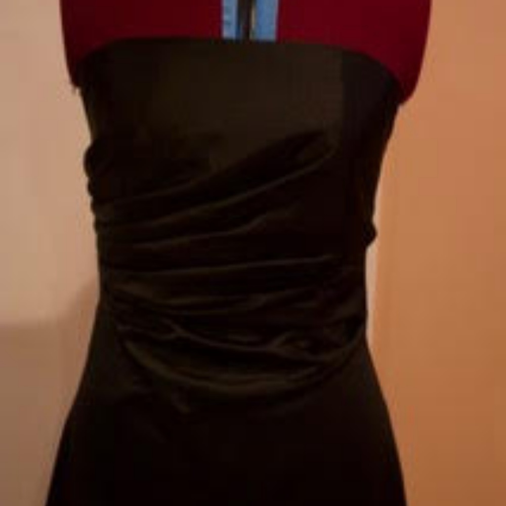 ABS Black Strapless Evening Gown